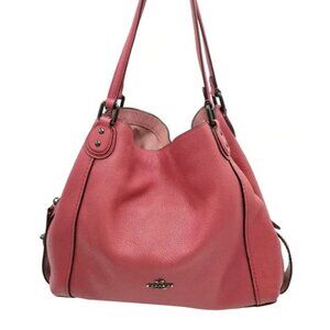 Like New Coach Edie 28 Red/Pink Leather Shoulder Bag
